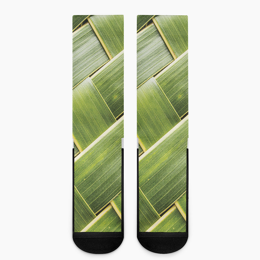 Coconut Leaf Print Crew Socks