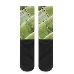 Coconut Leaf Print Crew Socks