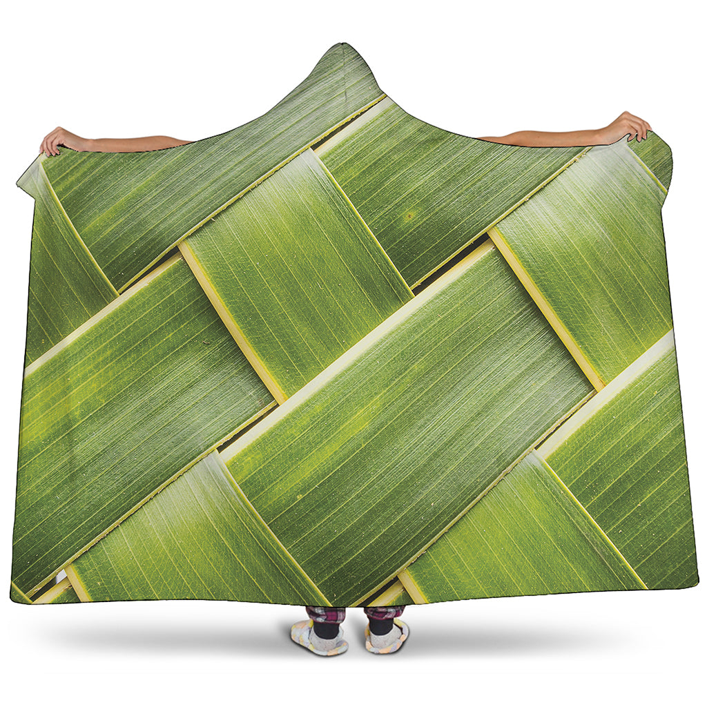 Coconut Leaf Print Hooded Blanket