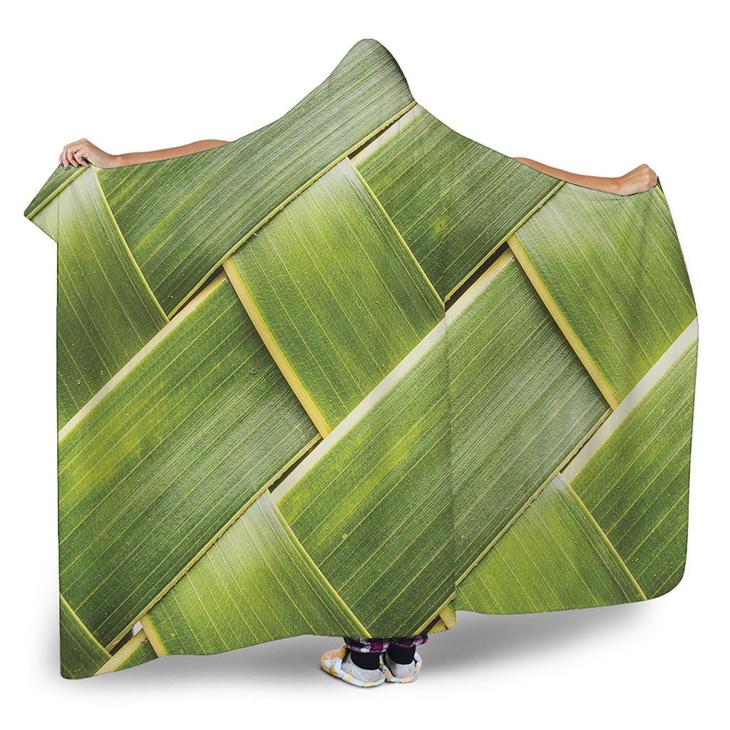 Coconut Leaf Print Hooded Blanket