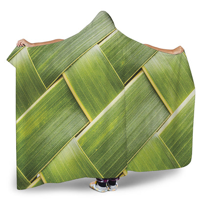 Coconut Leaf Print Hooded Blanket