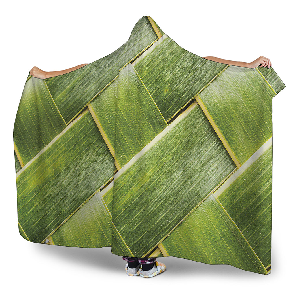 Coconut Leaf Print Hooded Blanket