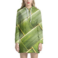 Coconut Leaf Print Pullover Hoodie Dress