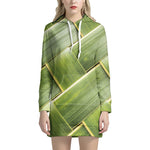 Coconut Leaf Print Hoodie Dress