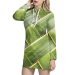 Coconut Leaf Print Hoodie Dress