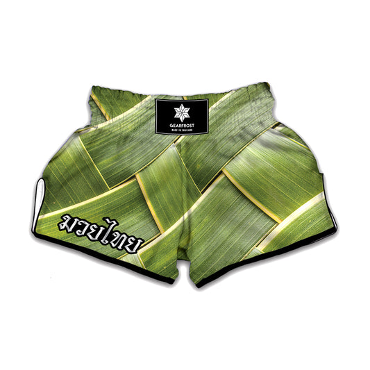 Coconut Leaf Print Muay Thai Boxing Shorts