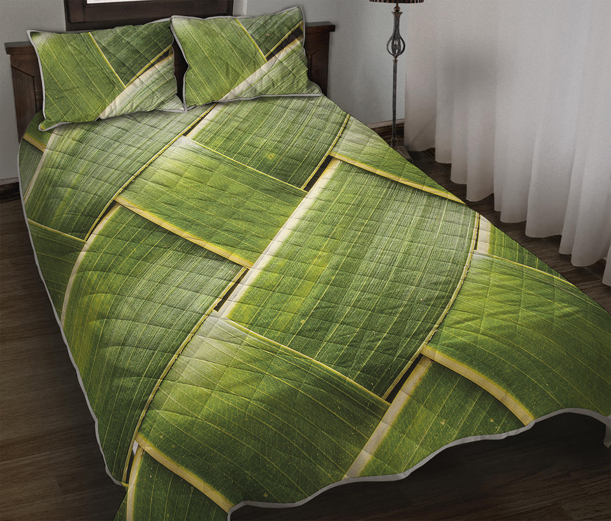 Coconut Leaf Print Quilt Bed Set