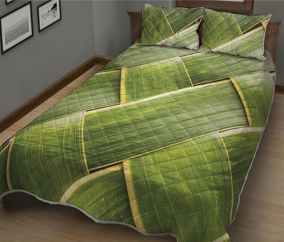 Coconut Leaf Print Quilt Bed Set