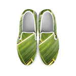 Coconut Leaf Print White Slip On Shoes