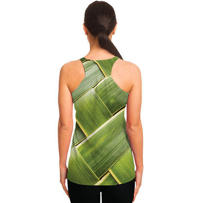 Coconut Leaf Print Women's Racerback Tank Top