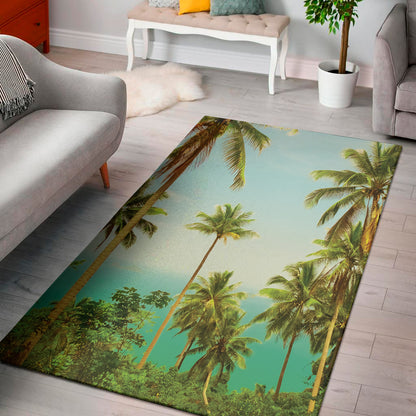 Coconut Tree Print Area Rug