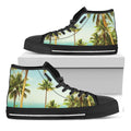 Coconut Tree Print Black High Top Sneakers
