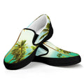 Coconut Tree Print Black Slip On Sneakers