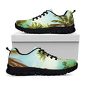 Coconut Tree Print Black Running Shoes
