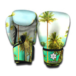 Coconut Tree Print Boxing Gloves