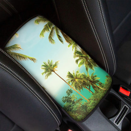 Coconut Tree Print Car Center Console Cover