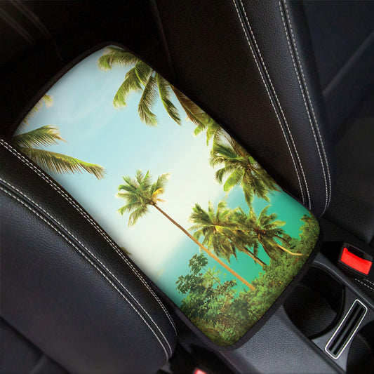 Coconut Tree Print Car Center Console Cover