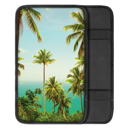 Coconut Tree Print Car Center Console Cover