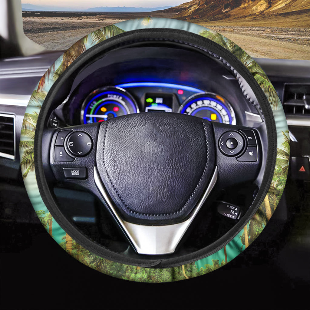 Coconut Tree Print Car Steering Wheel Cover