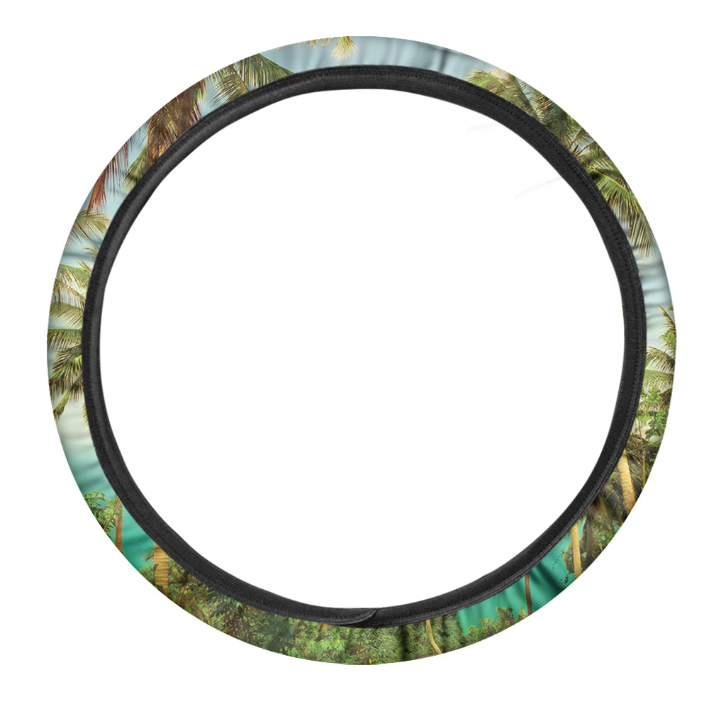 Coconut Tree Print Car Steering Wheel Cover