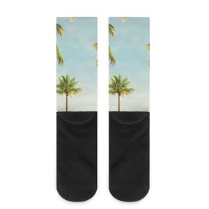 Coconut Tree Print Crew Socks