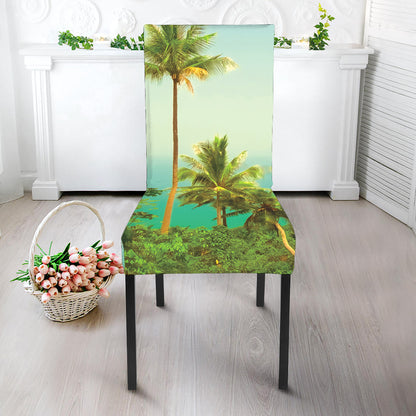 Coconut Tree Print Dining Chair Slipcover