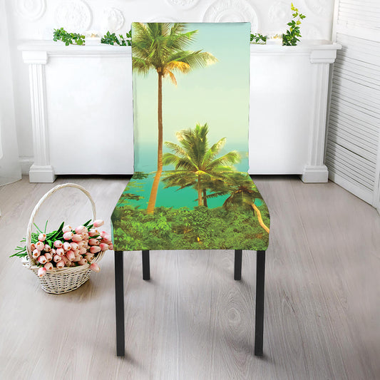 Coconut Tree Print Dining Chair Slipcover