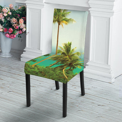 Coconut Tree Print Dining Chair Slipcover