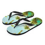 Coconut Tree Print Flip Flops