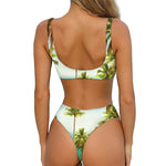 Coconut Tree Print Front Bow Tie Bikini