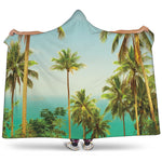 Coconut Tree Print Hooded Blanket