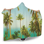 Coconut Tree Print Hooded Blanket
