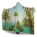 Coconut Tree Print Hooded Blanket