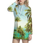 Coconut Tree Print Hoodie Dress