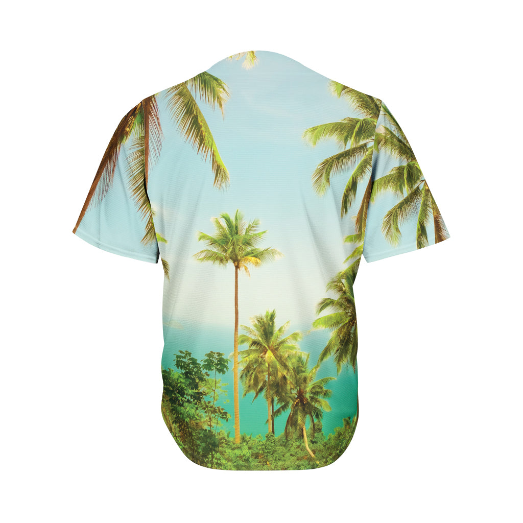 Coconut Tree Print Men's Baseball Jersey