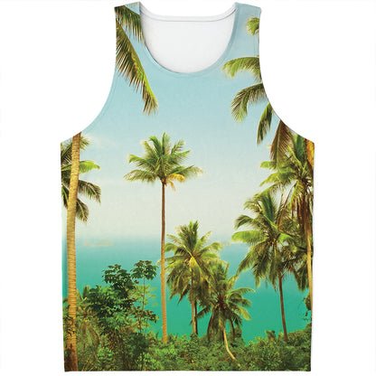 Coconut Tree Print Men's Tank Top
