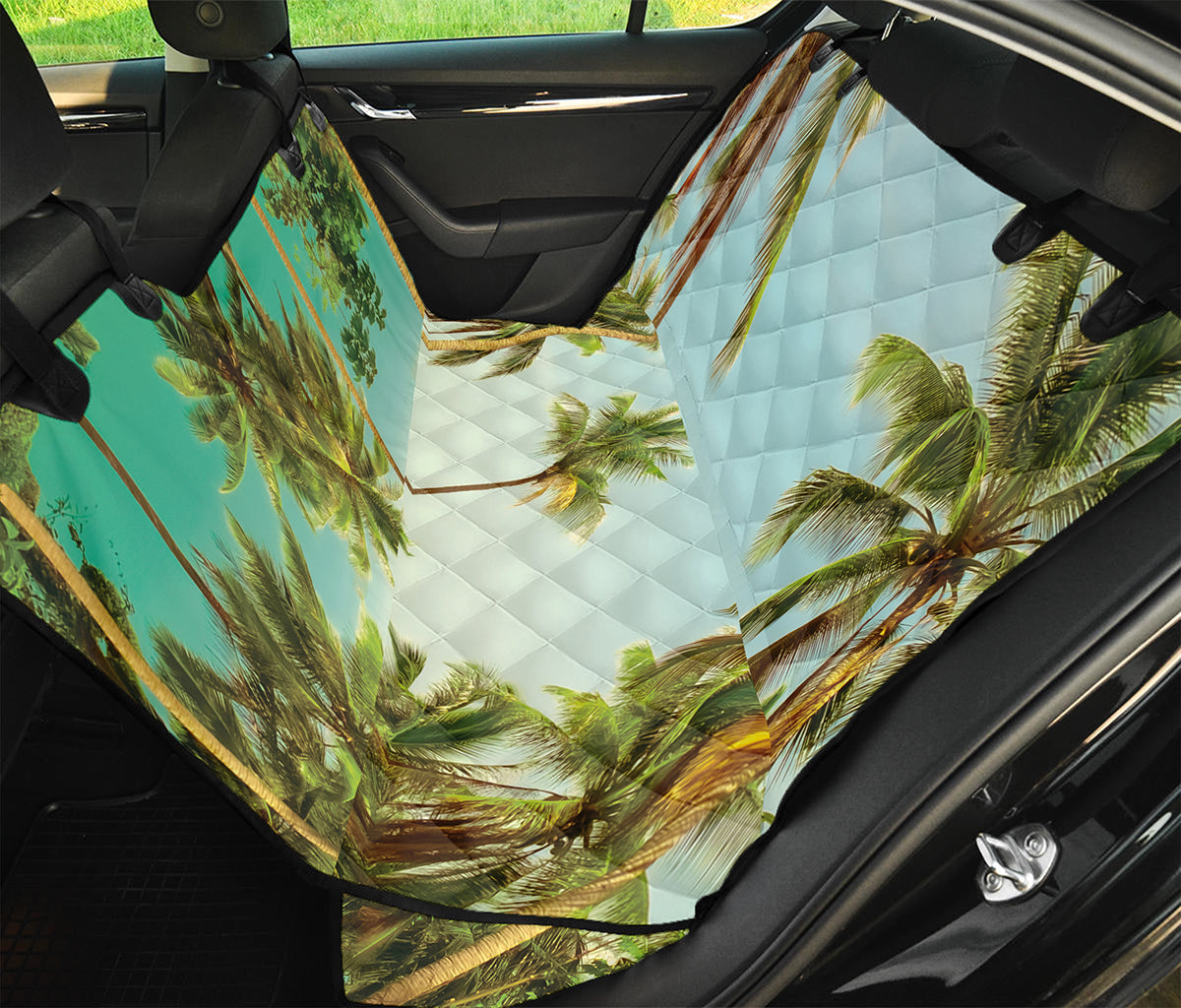 Coconut Tree Print Pet Car Back Seat Cover