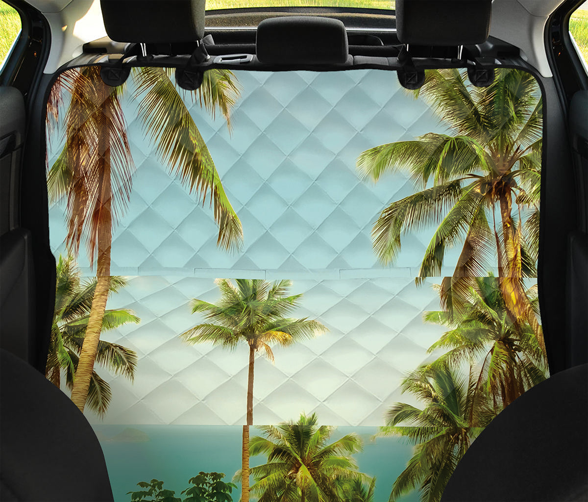Coconut Tree Print Pet Car Back Seat Cover