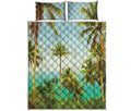 Coconut Tree Print Quilt Bed Set