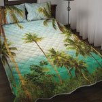 Coconut Tree Print Quilt Bed Set