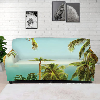 Coconut Tree Print Sofa Cover