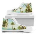 Coconut Tree Print White High Top Sneakers