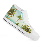 Coconut Tree Print White High Top Shoes