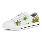 Coconut Tree Print White Low Top Shoes