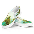 Coconut Tree Print White Slip On Sneakers