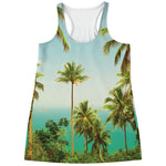 Coconut Tree Print Women's Racerback Tank Top