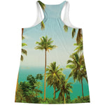 Coconut Tree Print Women's Racerback Tank Top