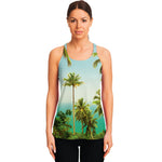 Coconut Tree Print Women's Racerback Tank Top