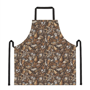 Coffee And Dessert Drawing Pattern Print Apron