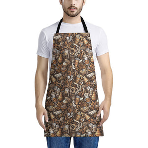 Coffee And Dessert Drawing Pattern Print Apron